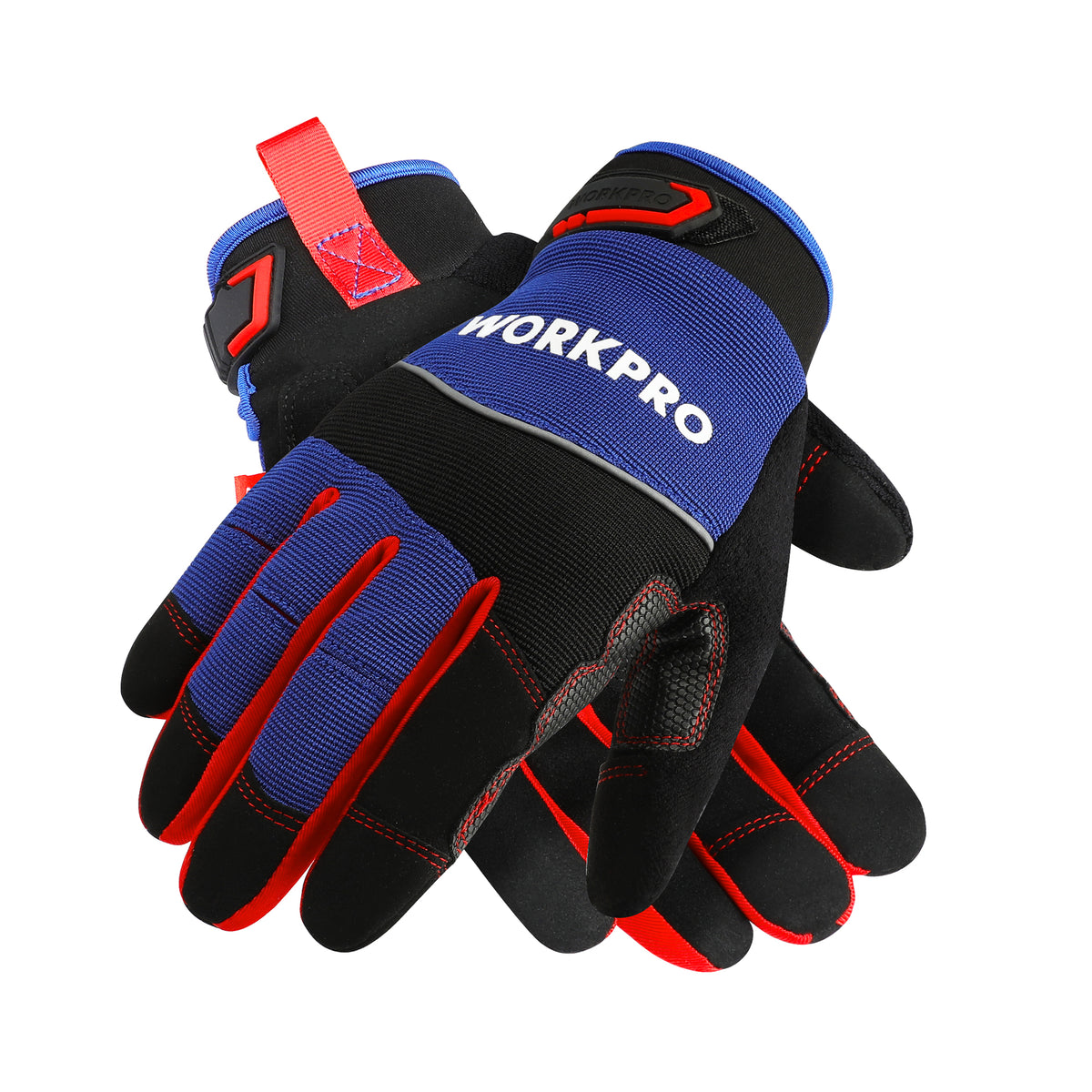 WORKPRO Safety Work Gloves in blue and black with durable non slip grip, secure fit, quality innovation