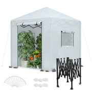 Portable greenhouse with plants, accessories, and a white background