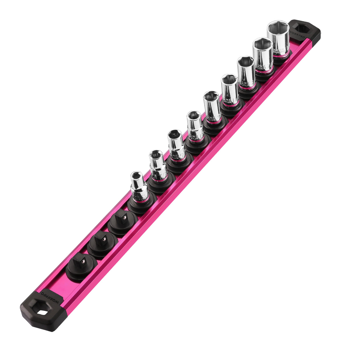 WORKPRO Magnetic Socket Organizer quality durable aluminum alloy rail with innovation and secure spring clips