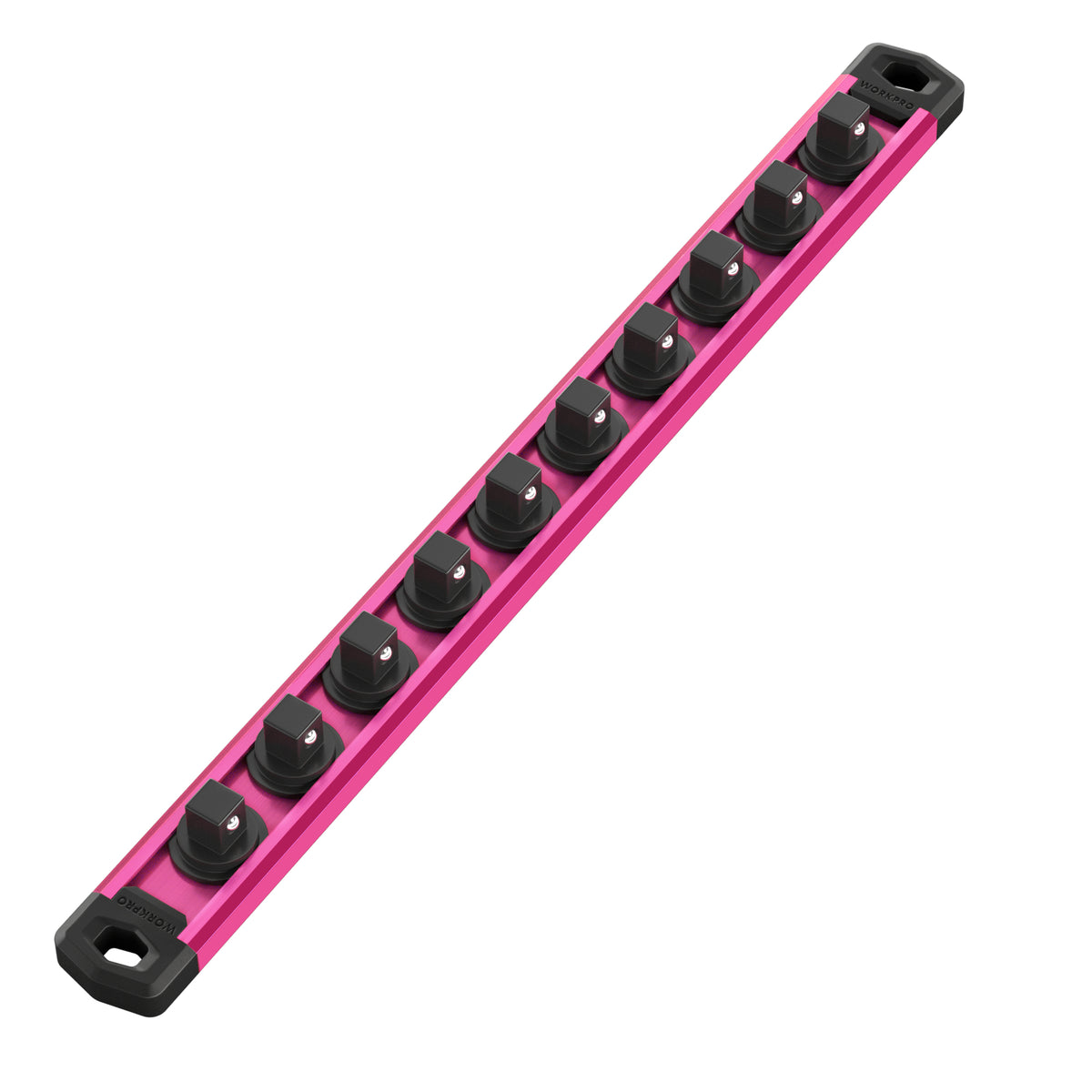 WORKPRO Magnetic Socket Organizer rail in rose red with innovation quality durable secure clips and convenient storage