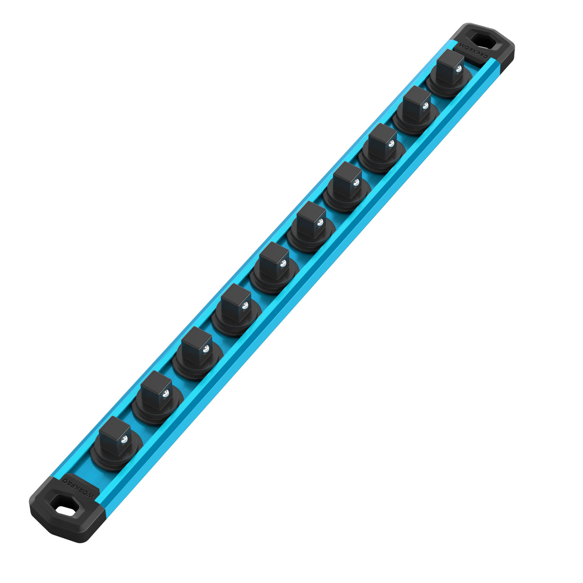 WORKPRO Magnetic Socket Organizer rail in sky blue with innovation, quality, secure, durable, convenient storage
