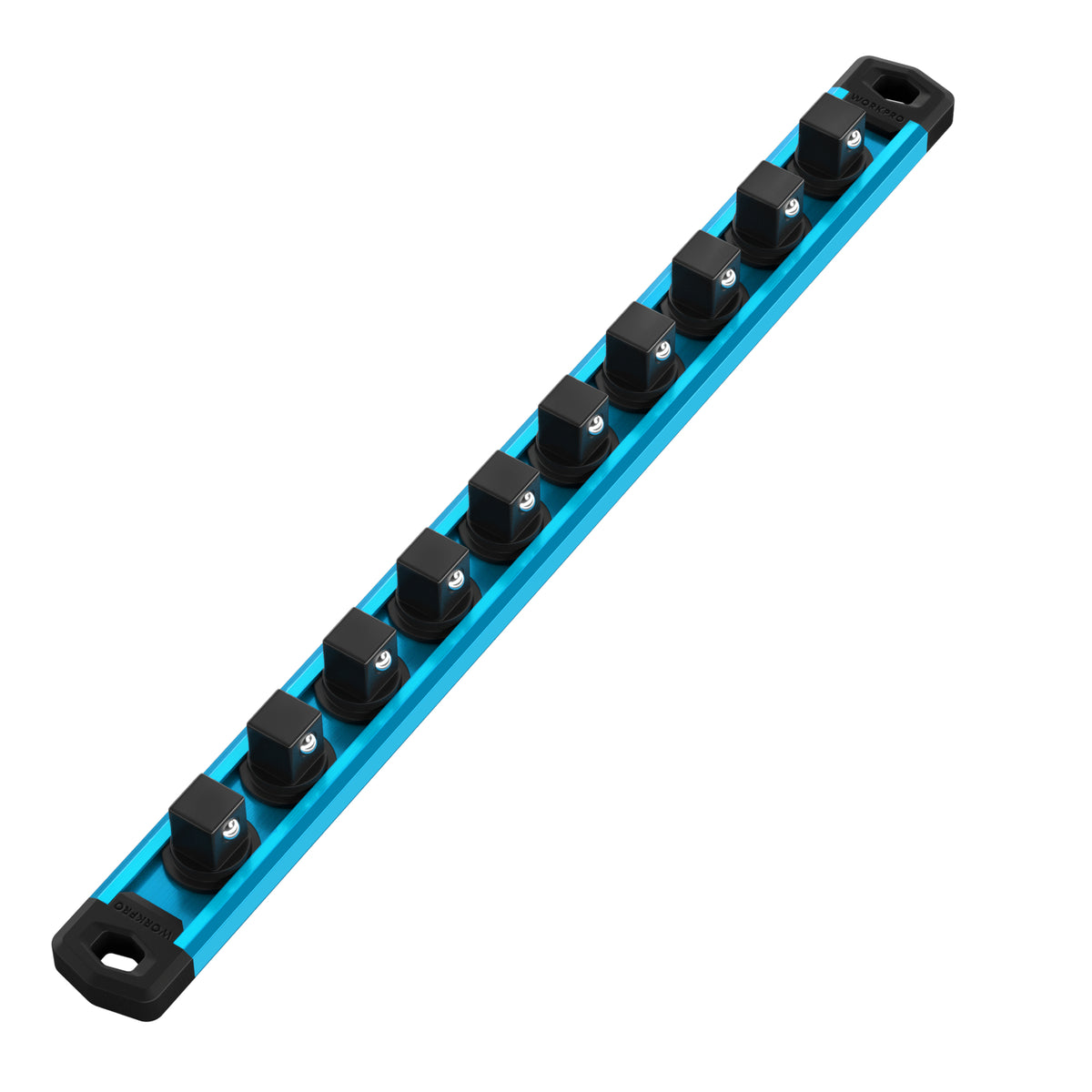 WORKPRO Magnetic Socket Organizer, 1 2 inch drive socket rail in sky blue with innovation quality and secure clips