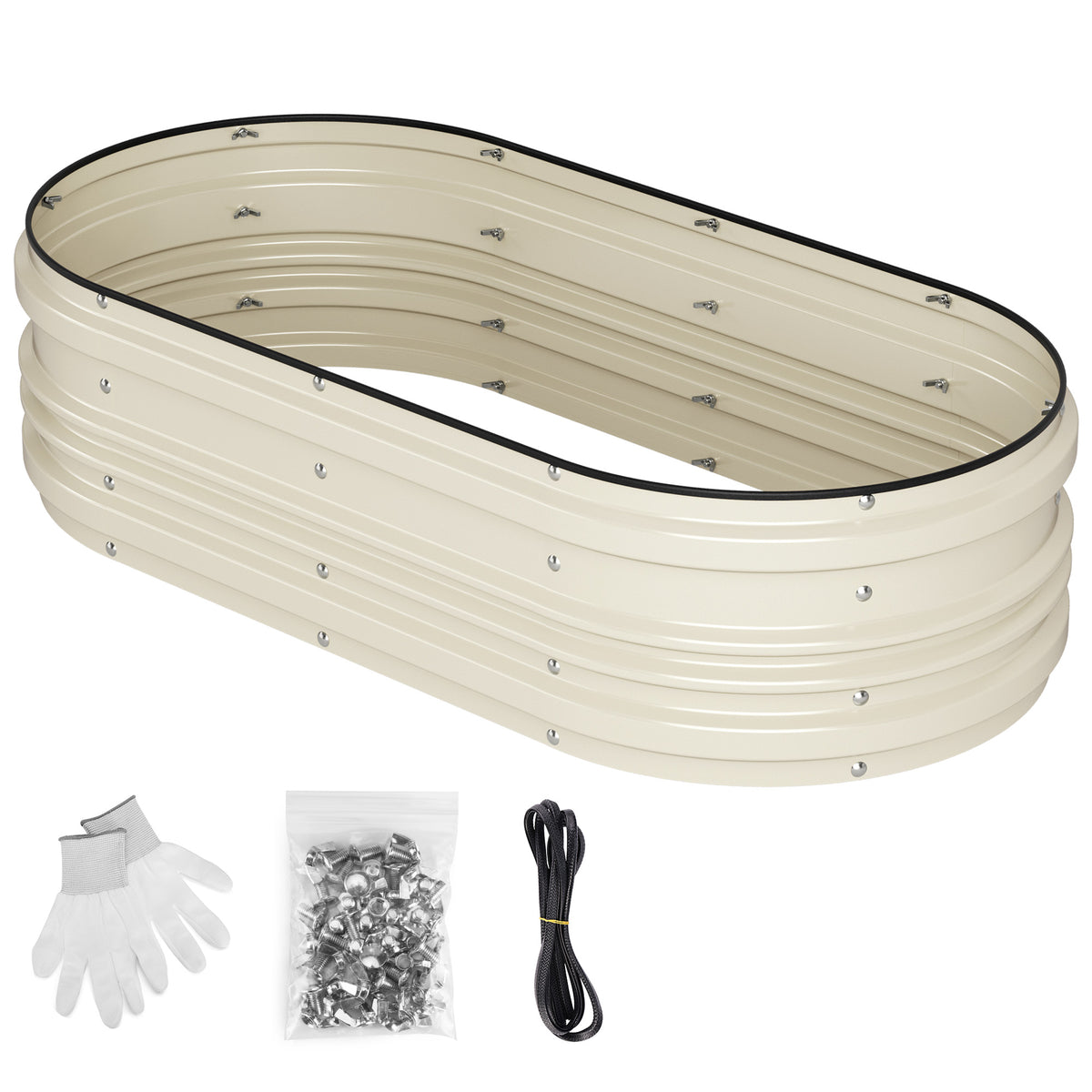 Workpro galvanized raised garden bed in white with open-bottom structure for vegetable, herb, and flower gardening