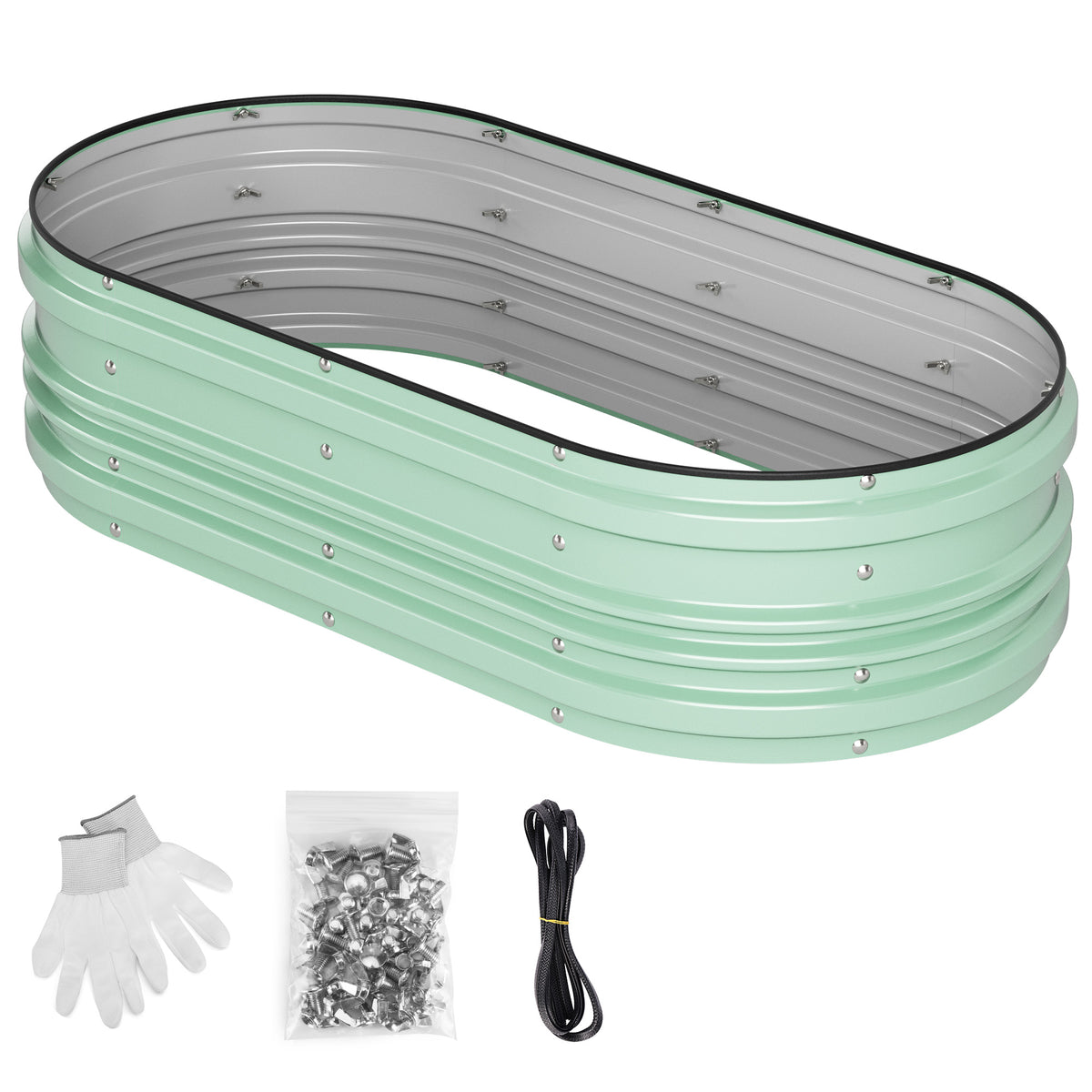 Workpro galvanized raised garden bed set in mint green with an open bottom for vegetable, herb, and flower growing