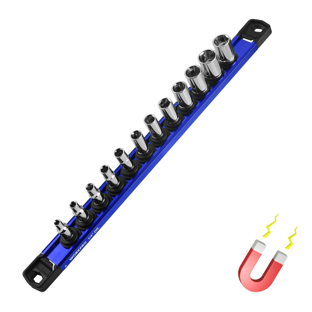 WORKPRO Magnetic Socket Organizer quality high-quality durable secure convenient tool box drawer storage blue rail