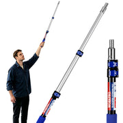 Workpro 3 ft pole for reaching high shelves and ceiling fans, shown with telescoping sections and blue adjustment collars.