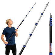 Workpro 20 ft pole in silver and black with non-slip foam grip, shown extended for overhead work