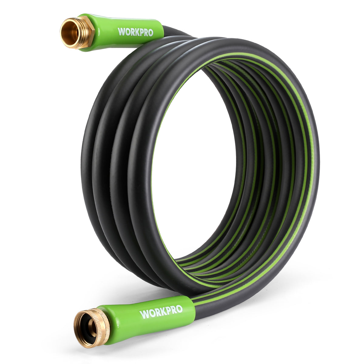 WORKPRO Garden Hose 58 inch x 10FT with 34 inch GHT brass fittings, innovation quality and durable secure use