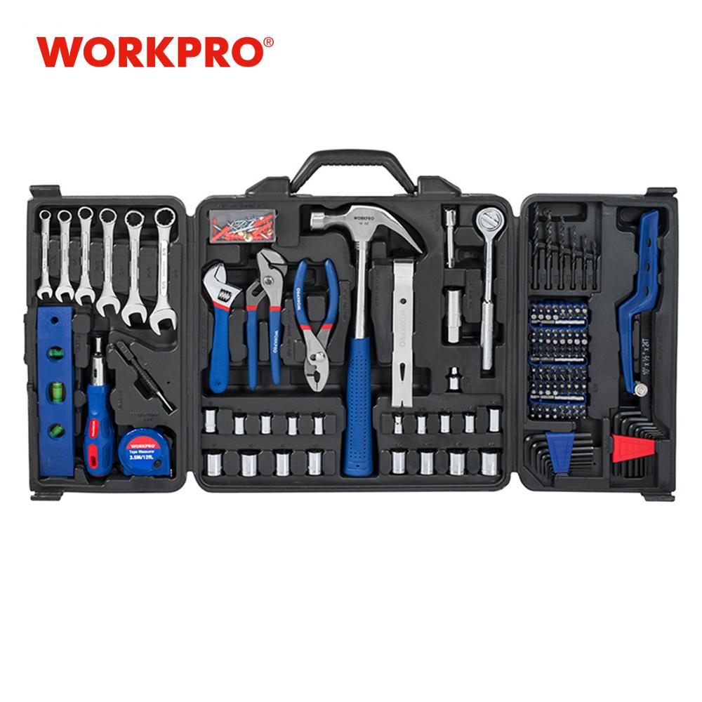 201-piece tool set in black case with ratchet, sockets, wrenches, pliers, screwdrivers