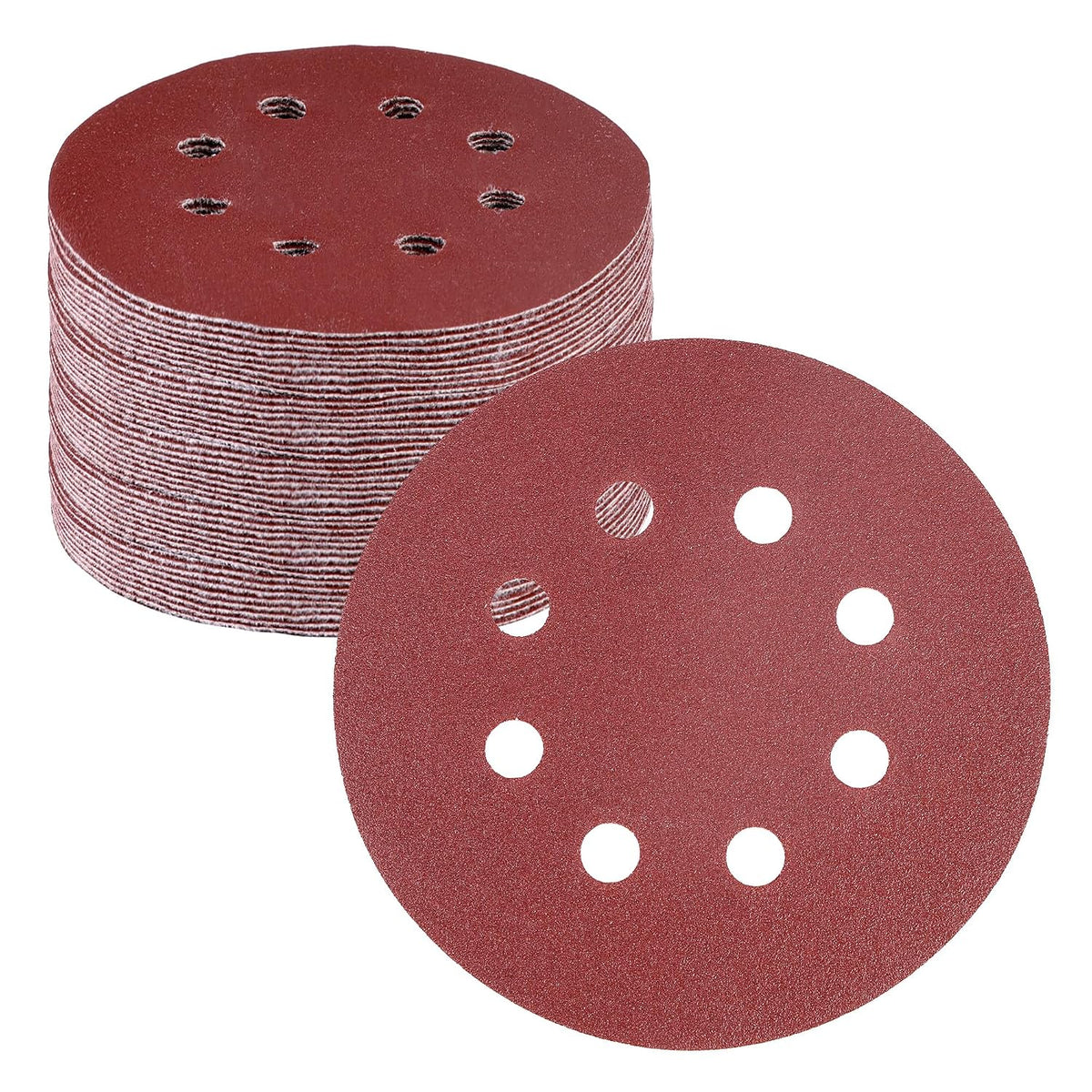 WORKPRO Sanding Discs 5 inch 150 grit 8 hole hook and loop, innovation quality durable red discs