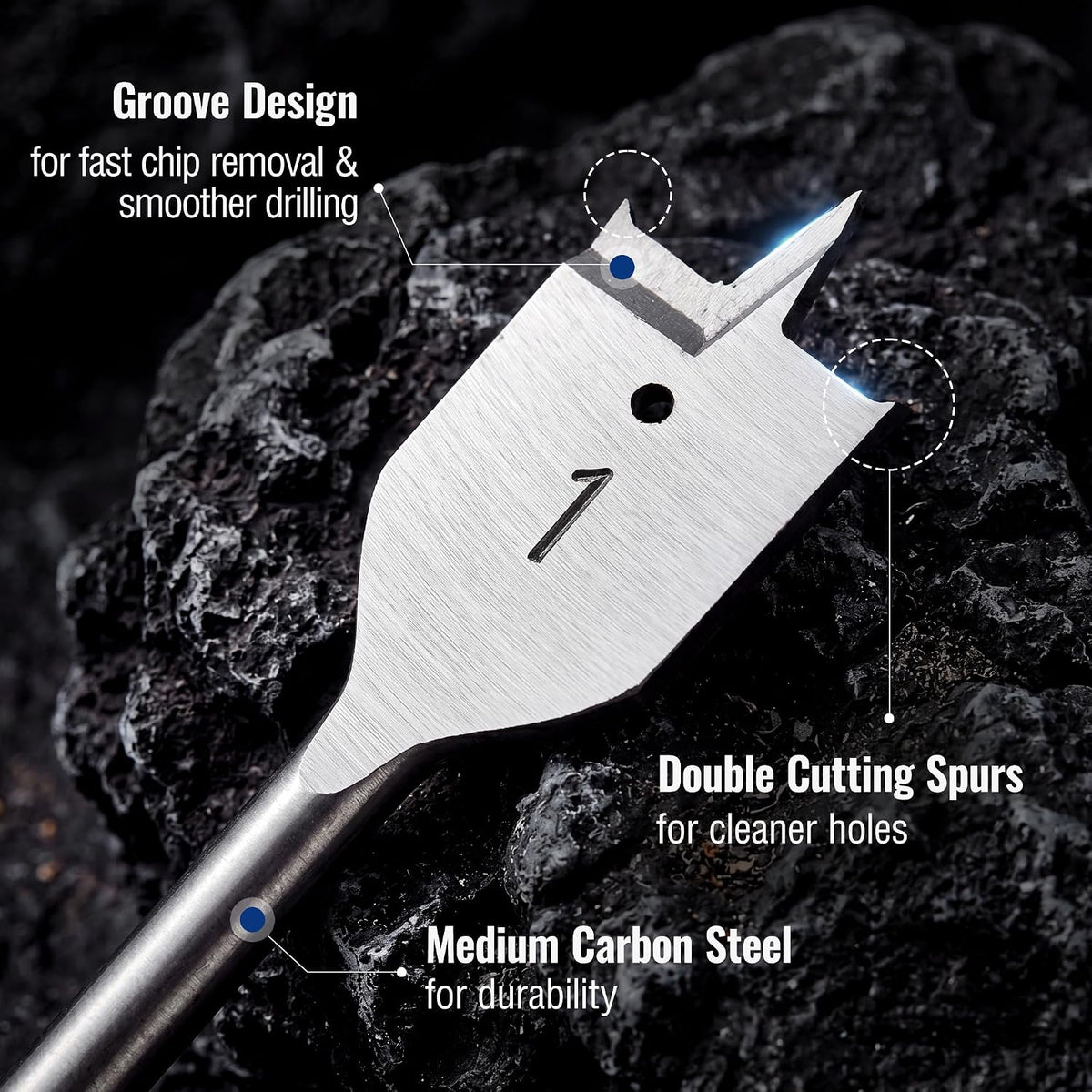 WORKPRO 6-piece spade drill bit set in medium carbon steel with durable quality innovation and secure convenience