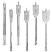 WORKPRO 6 piece spade drill bit set in steel, for wood drilling, shown with numbered bit sizes 1 to 8