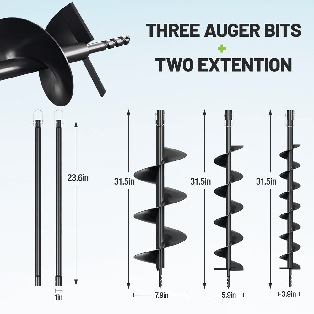 WORKPRO gas powered post hole digger innovation quality high-quality durable auger drill with 4 inch 6 inch 8 inch bits