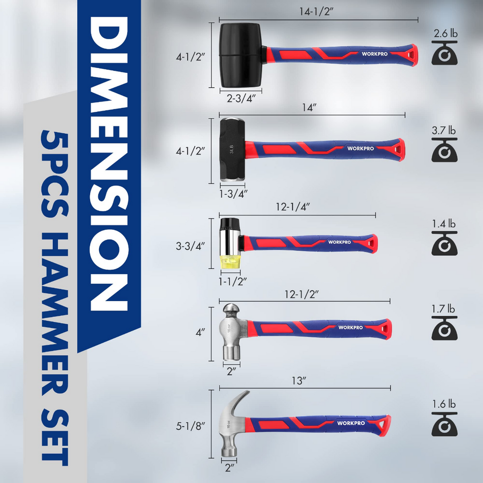 WORKPRO 5 Pcs Hammer Set – WORKPRO TOOLS