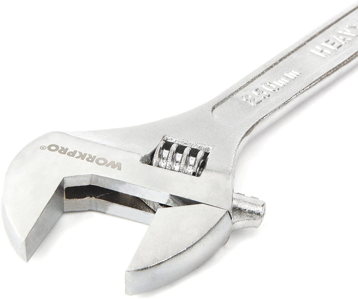 WORKPRO 4 Pcs Adjustable Wrench Set with innovation and quality chrome-plated forged heat-treated steel jaws