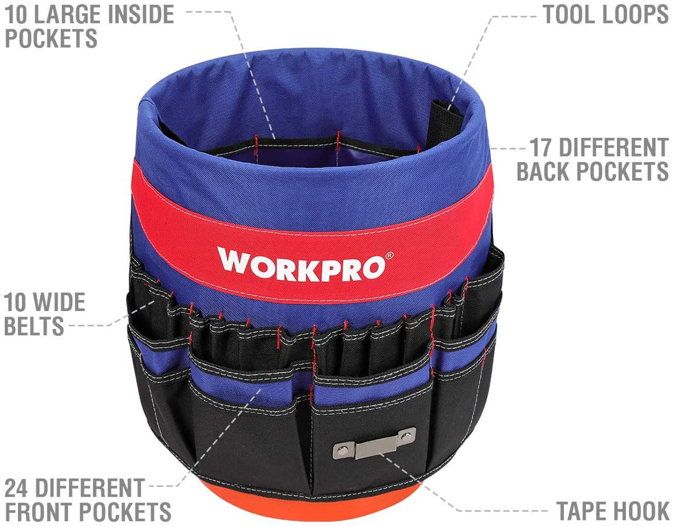 Tool Screwdriver Rack WORKPRO Bucket Tool Organizer with 51 Pockets (Tools Excluded ...